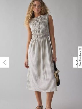 Daisy Street Striped Shirred Sleeveless Midi Dress size medium